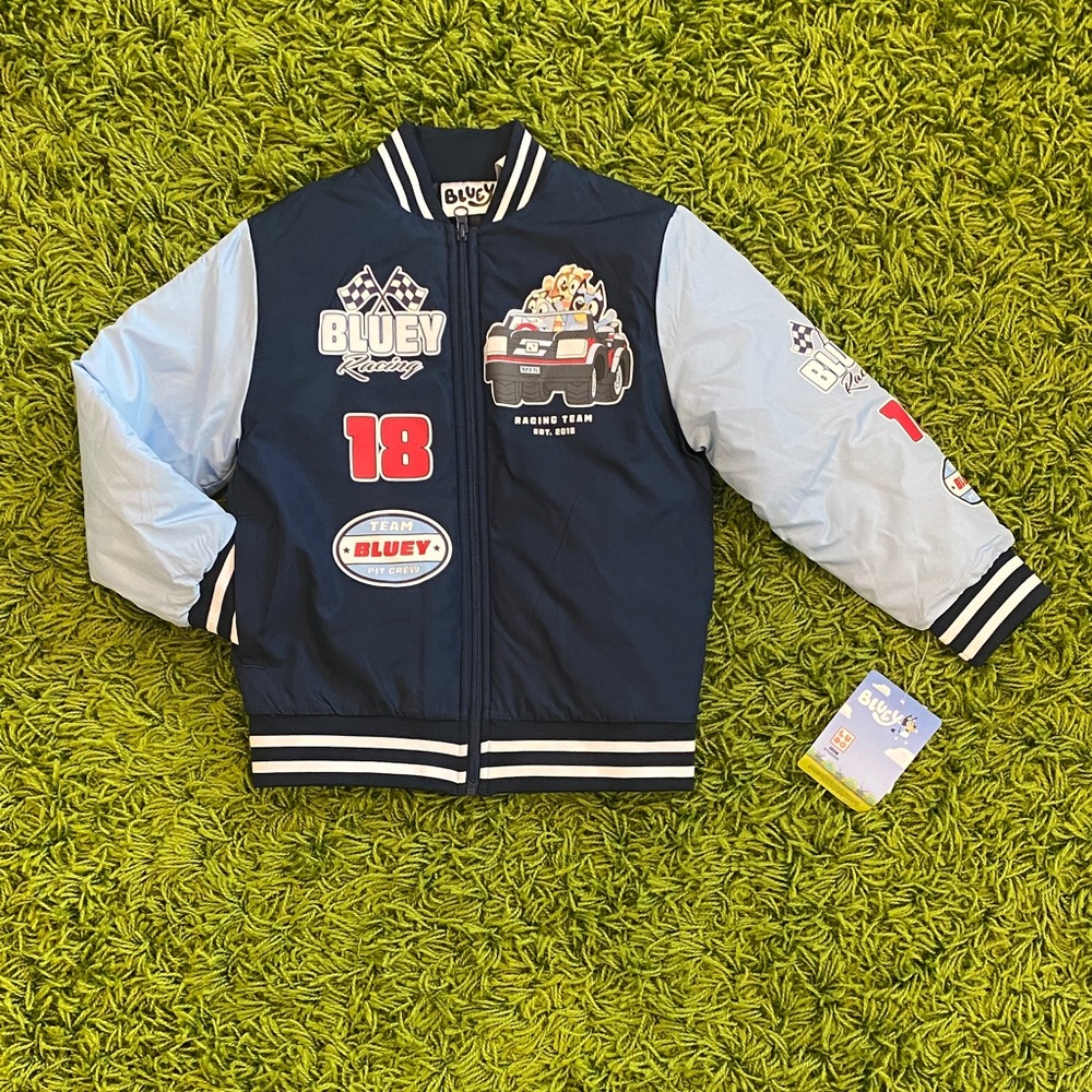 Bluey Kids' Navy and Light Blue Racing Jean-Style Jacket